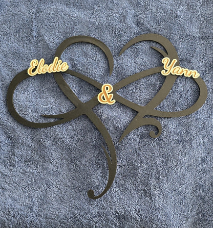 💖 Cœur Infini & Double Cœur – Personnalisé avec 2 Prénoms - Elograv'art