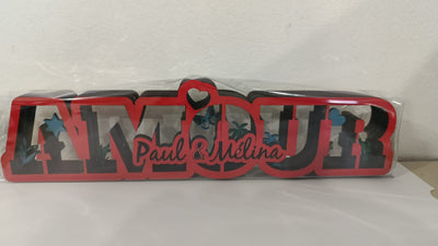 ❤️ Décoration AMOUR personnalisée – avec prénoms au choix - Elograv'art