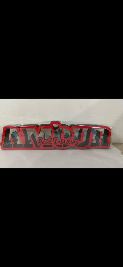 ❤️ Décoration AMOUR personnalisée – avec prénoms au choix - Elograv'art