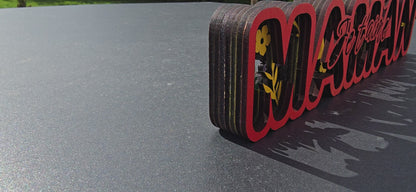 Décoration en bois « MAMAN » – Gravée et découpée au laser avec inscription « Je t’aime » ❤️