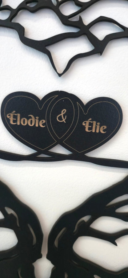 Idée Saint Valentin Arbre de Vie & Cœurs entrelacés prénoms - Elograv'art