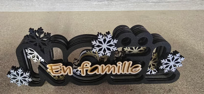 Décoration de Noël "En Famille" – Bois découpé et gravé au laser