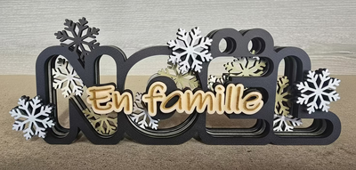 Décoration en bois "Noël en famille"