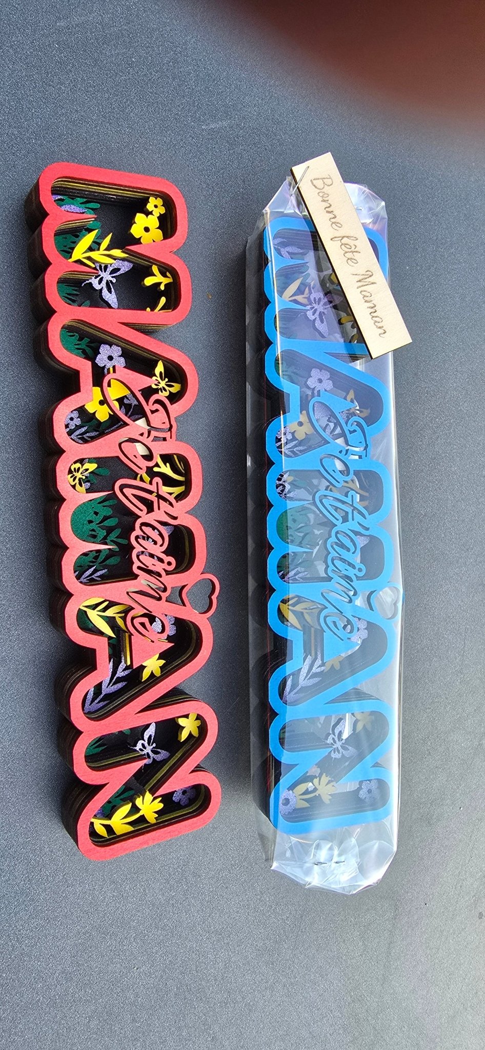 Décoration en bois « MAMAN » – Gravée et découpée au laser avec inscription « Je t’aime » ❤️ - Elograv'art