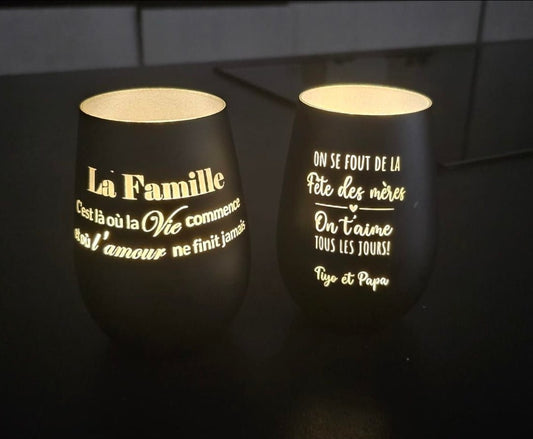 ⭐ Photophore Personnalisé – Gravure au Choix | Création Artisanale - Elograv'art