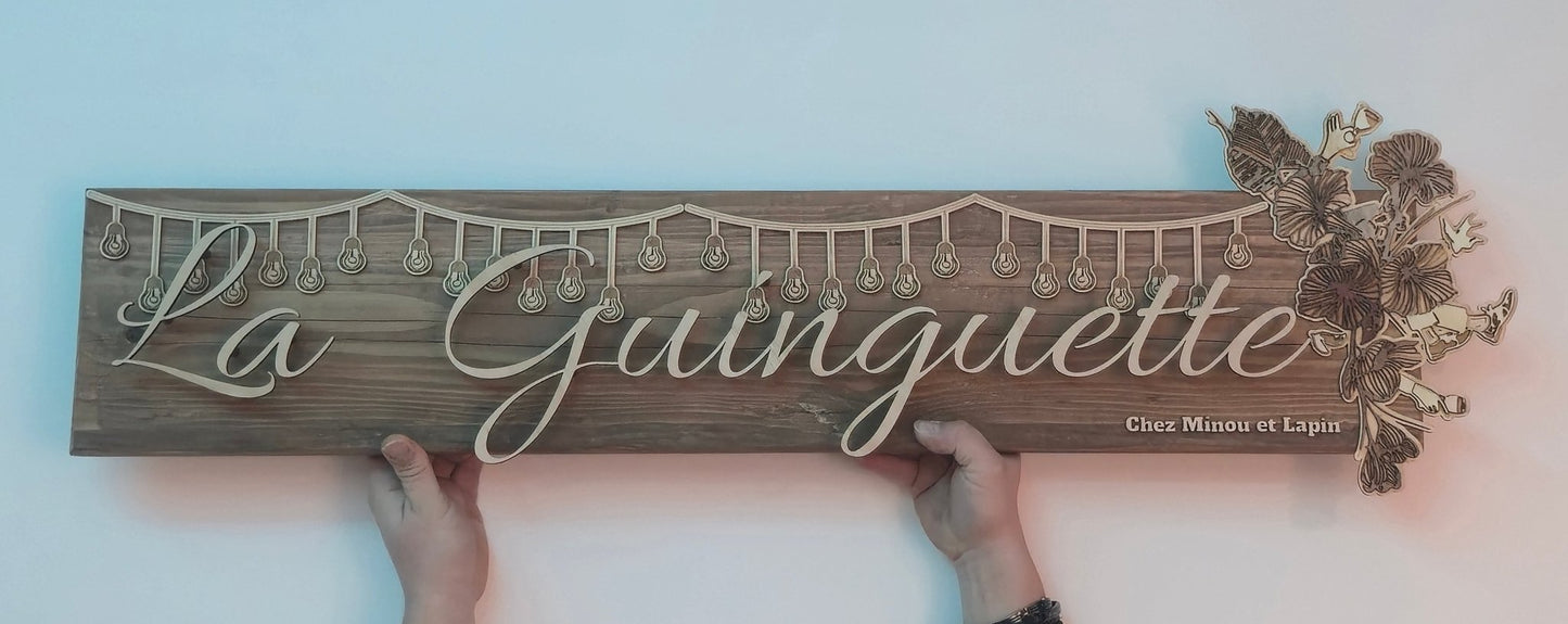 Panneau enseigne personnalisé 1m × 20cm - Elograv'art