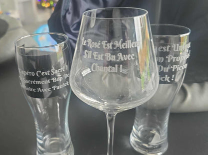 🍷🍺 Verre à Vin ou Verre à Bière 100% Personnalisé – Gravure Laser - Elograv'art