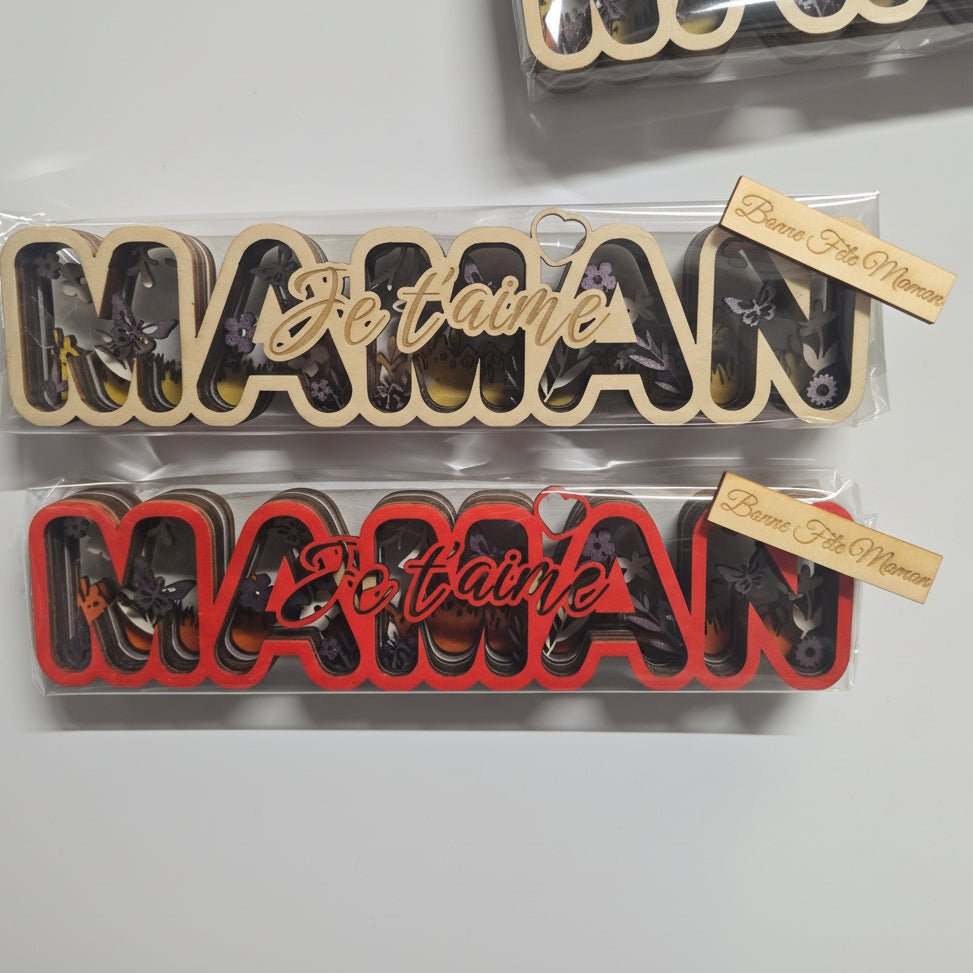 Décoration en bois "Maman Je t'aime" Magnétique - Elograv'art