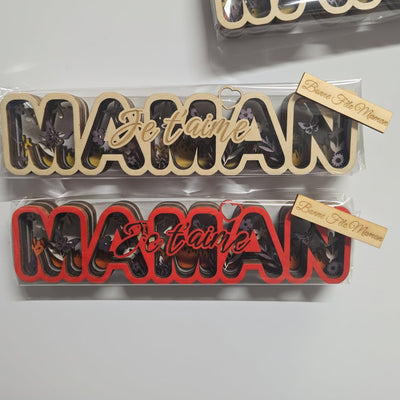 Décoration en bois "Maman Je t'aime" Magnétique - Elograv'art